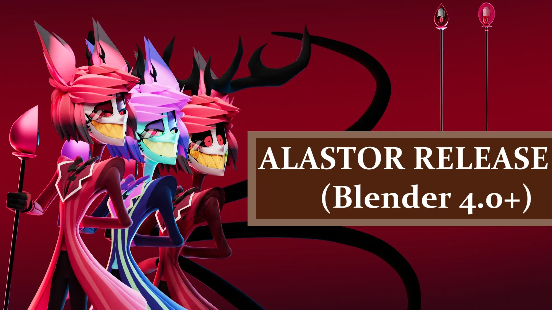 阿拉斯托 – 地狱客栈角色模型 (Blender 4.0+) – Alastor – Hazbin Hotel (Blender 4.0 +)
