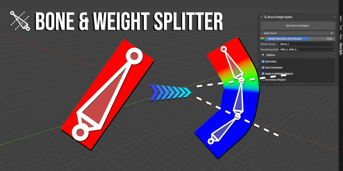 blender骨骼与权重自动分割插件 – Bone & Weight Splitter v1.0