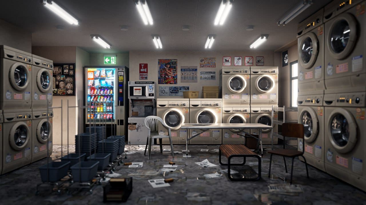 日本自助洗衣房场景 – Japanese Laundry Room