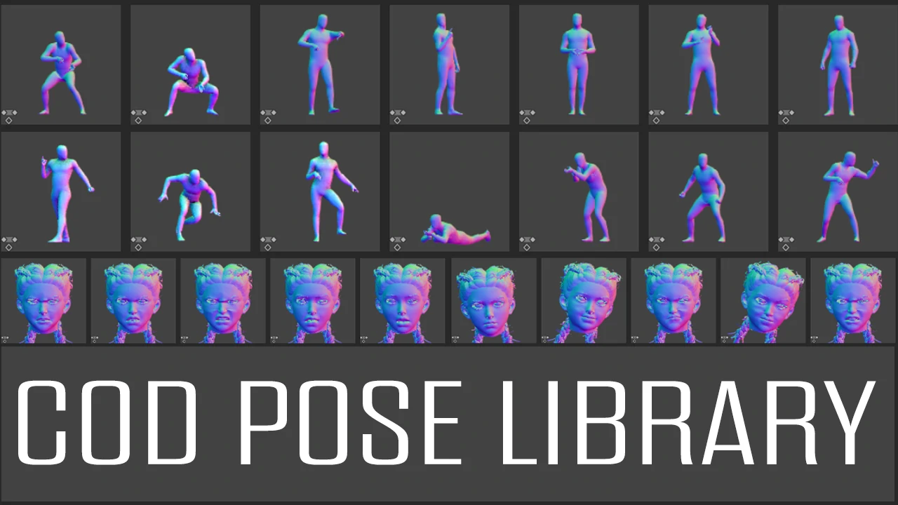 COD 角色姿势库 (Blender 资产库) – COD Pose Library (Blender Asset Library)