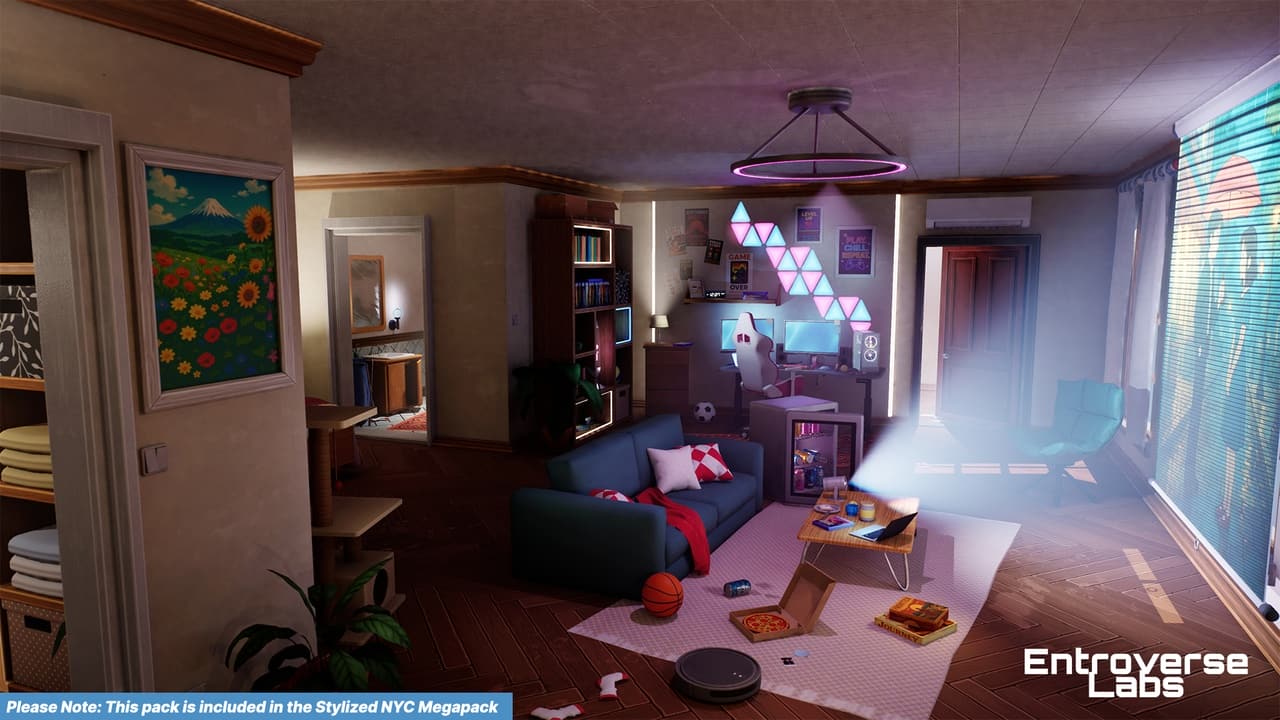 风格化纽约游戏室 – Stylized New York Gaming Room ( Interior Modular NYC Environment)