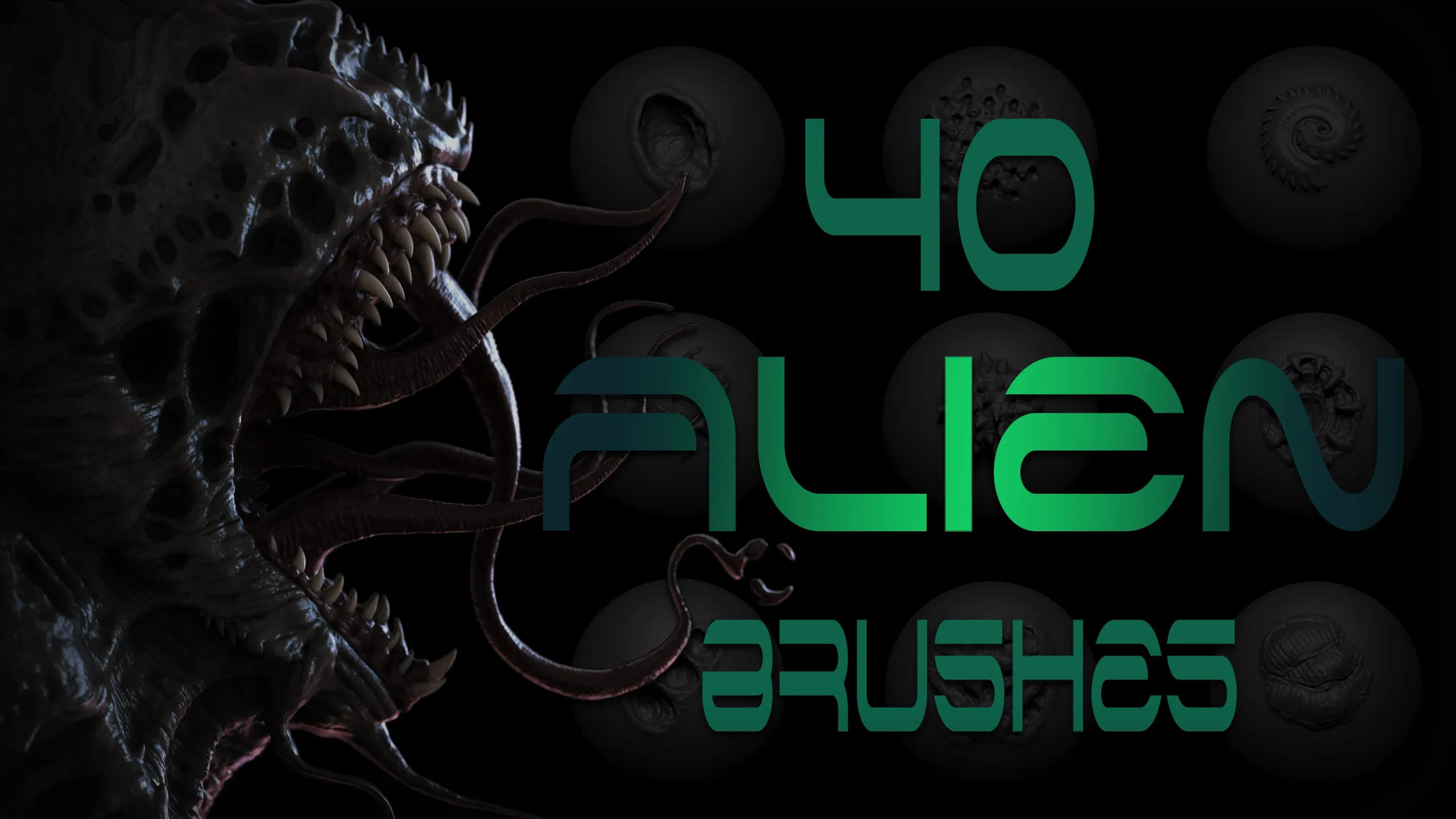 Zbrush + Blender – 40款外星生物笔刷 – Zbrush + Blender – 40 Alien Brushes