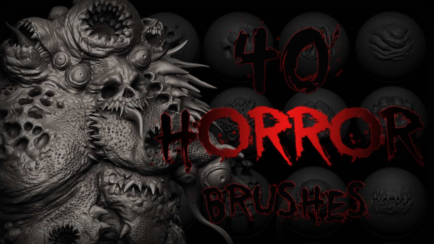Zbrush + Blender – 40款恐怖VDM笔刷 – Zbrush + Blender – 40 Horror VDM Brush