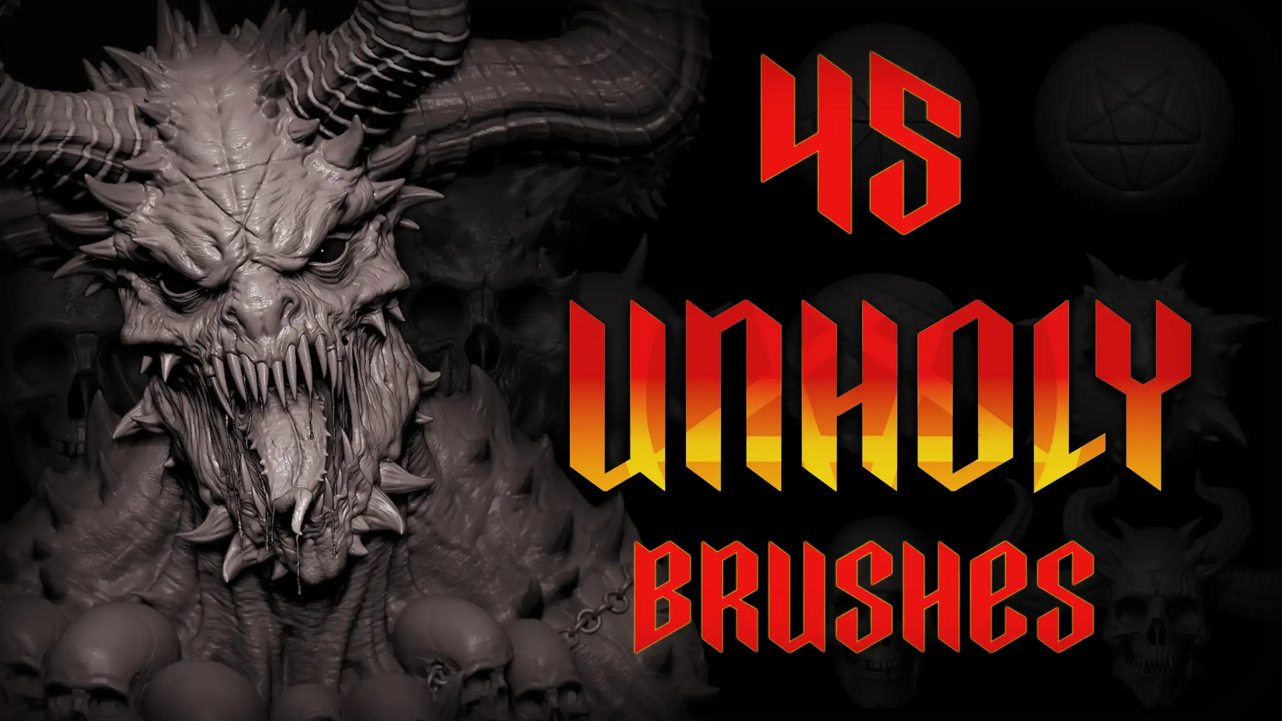 Zbrush + Blender – 45个邪恶笔刷 – Zbrush + Blender – 45 Unholy Brushes