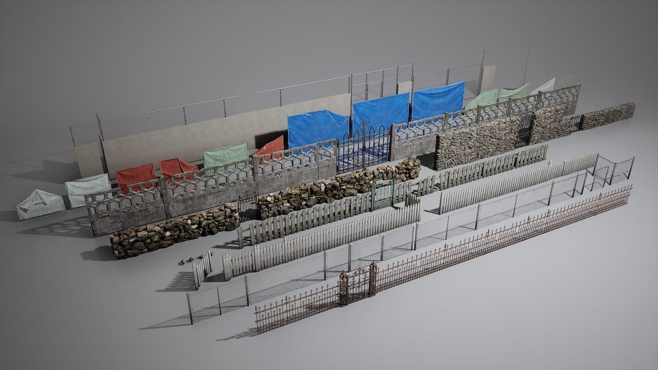 围栏 VOL.3 – 城镇模块化（Nanite 和低多边形）- Fences VOL.3 – Town Modular (Nanite and Low Poly)