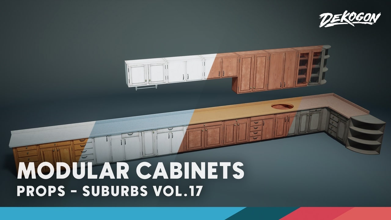郊区 VOL.17 – 模块化橱柜（Nanite 和低多边形）- Suburbs VOL.17 – Modular Cabinets (Nanite and Low Poly)