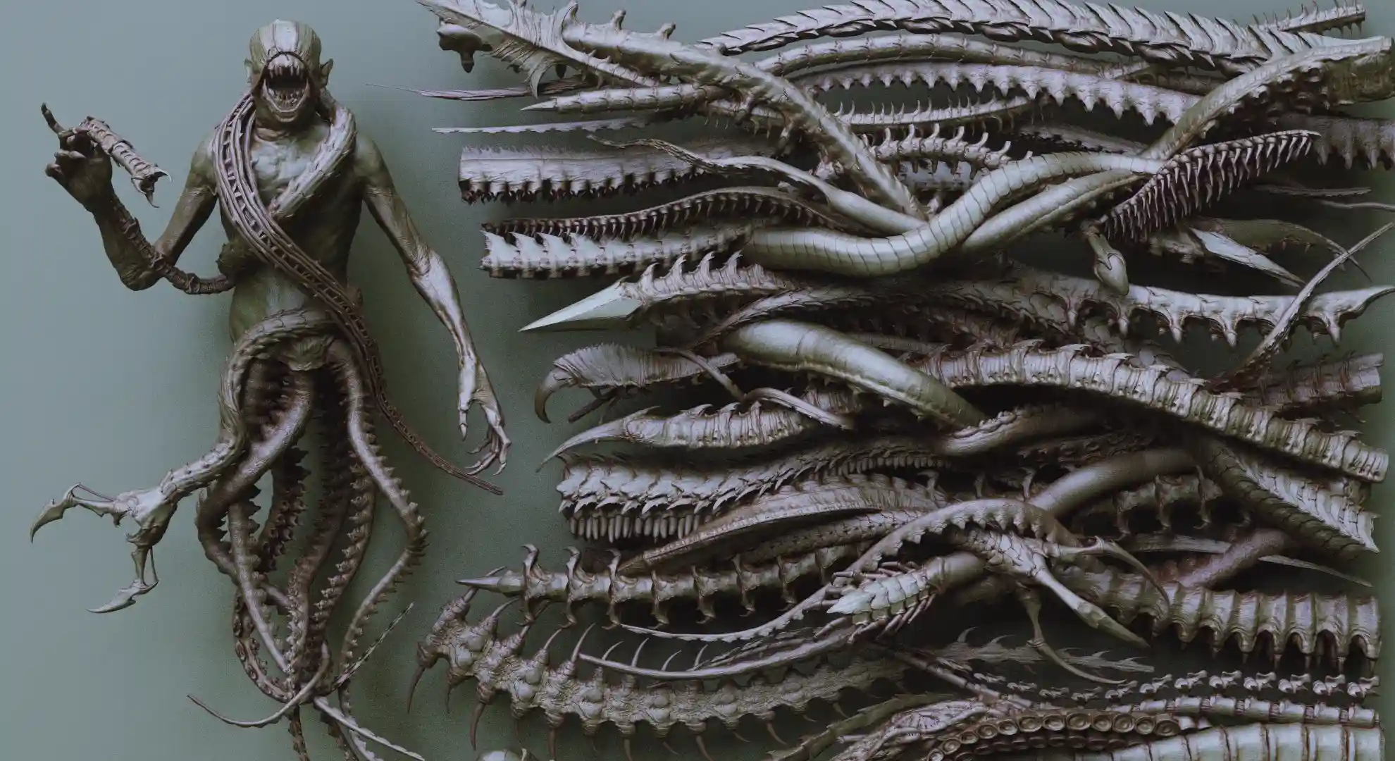 触手 – 40多种ZBrush笔刷和OBJ文件 – TENTACLES – 40+ in ZBrush brushes and OBJs