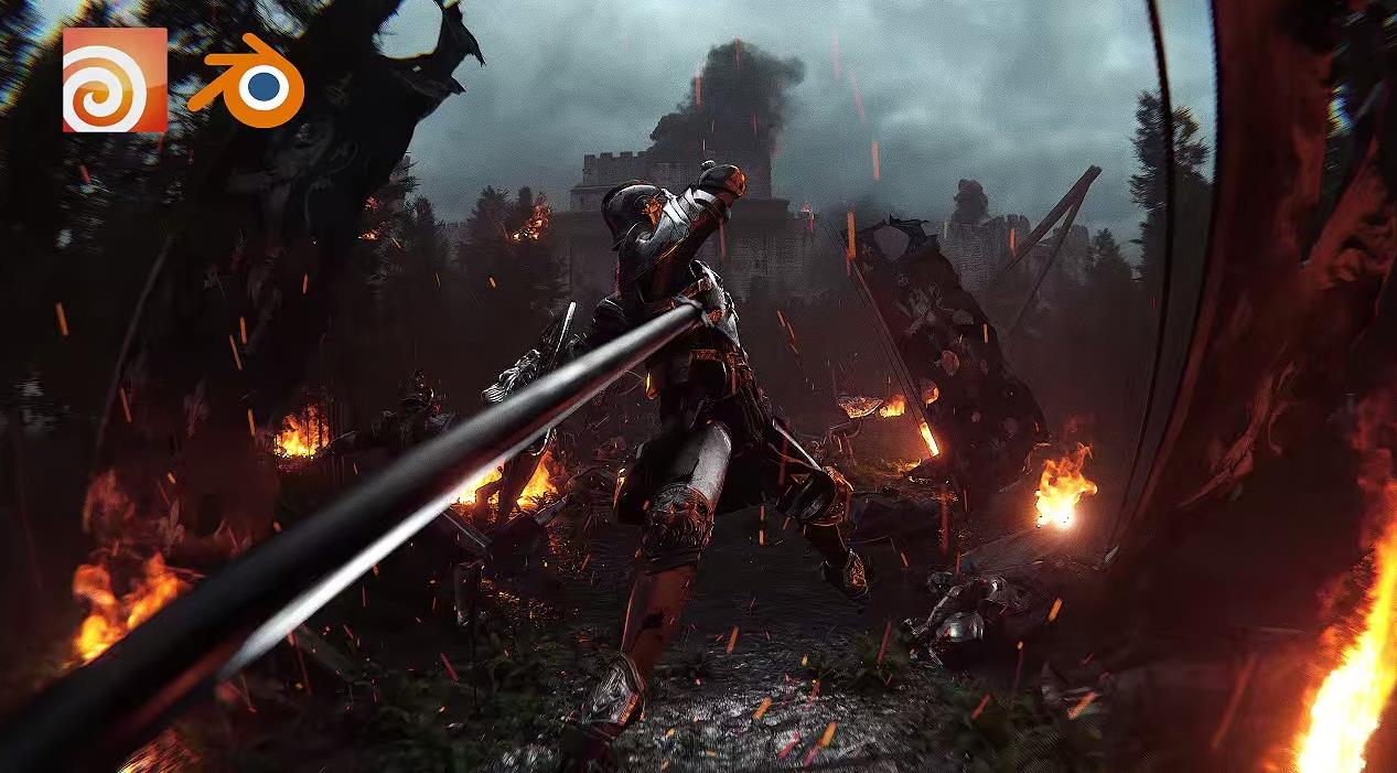 Pwnisher ~ 梦境序列 | 攻城战场景文件 (Blender/Houdini) – Pwnisher ~ Dream Sequence | Siege Scene files (Blender/Houdini)