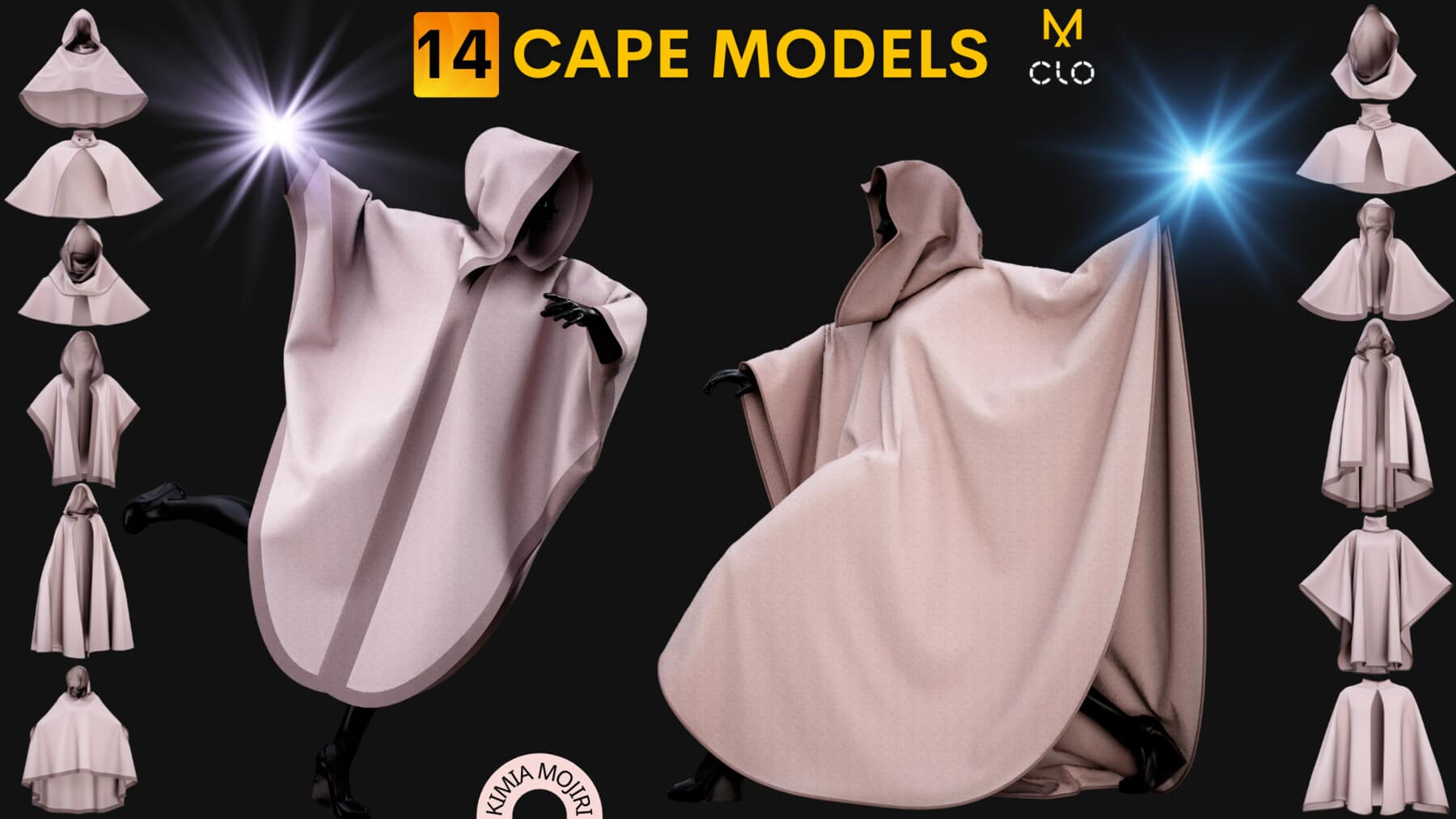 14款披风模型（男女）- 14 Cape Models (Male  Female)