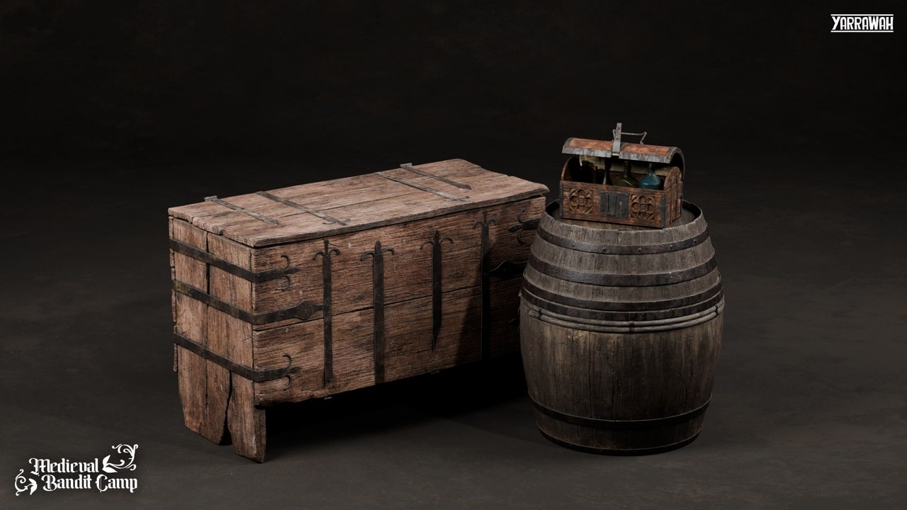 中世纪道具 Vol. 4 – 木制宝箱（可搜刮）- Medieval Props Vol. 4 – Wooden Chests (Lootable)