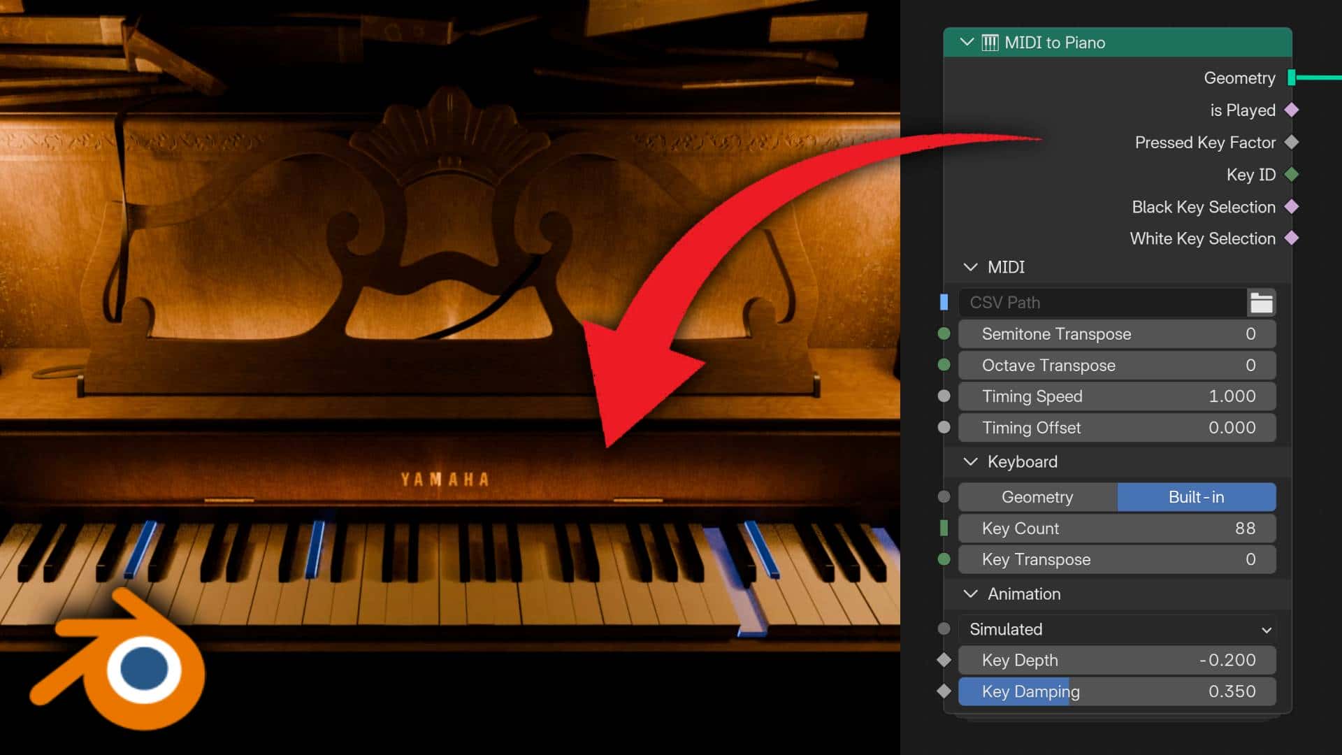 Piano to MIDI – Blender 几何节点修改器 – Piano to MIDI – Geometry Nodes Modifier for Blender
