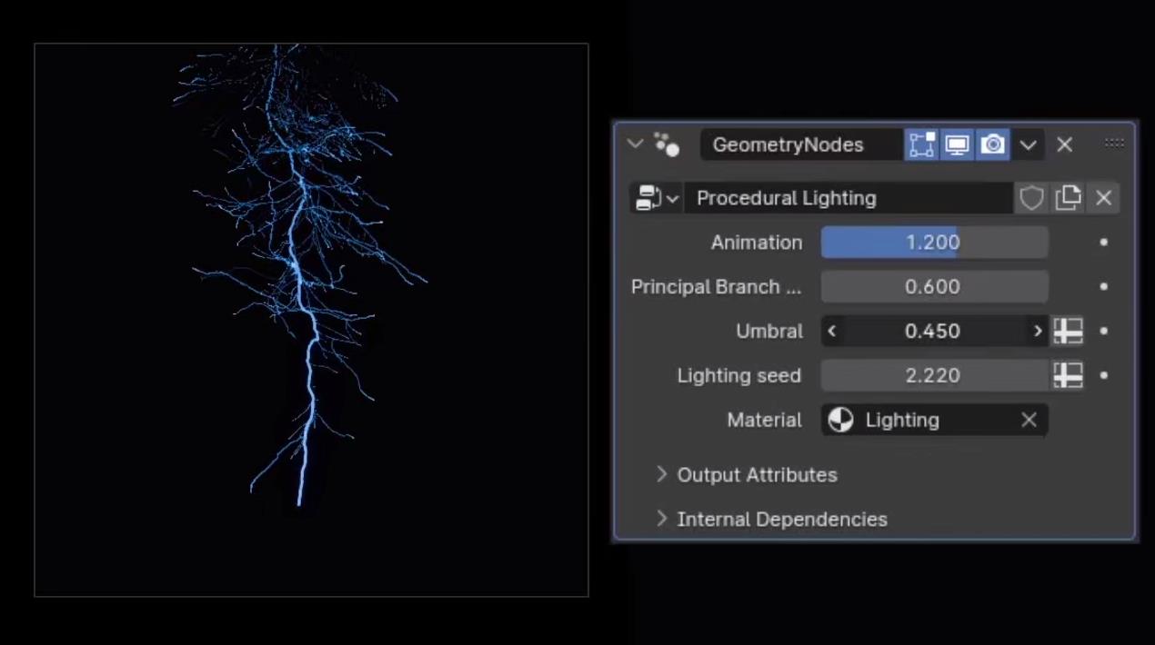 Blender 程序化闪电 – 几何节点 – Procedural Lighting for Blender — Geometry Nodes