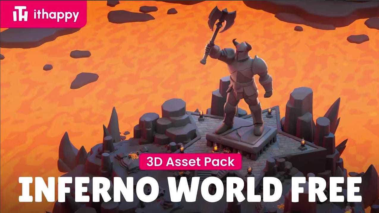 地狱世界免费版 – 免费暗黑幻想低多边形3D模型包 – 76个资产 – Inferno World Free – Free Dark Fantasy Low Poly 3D Models Pack – 76 Assets