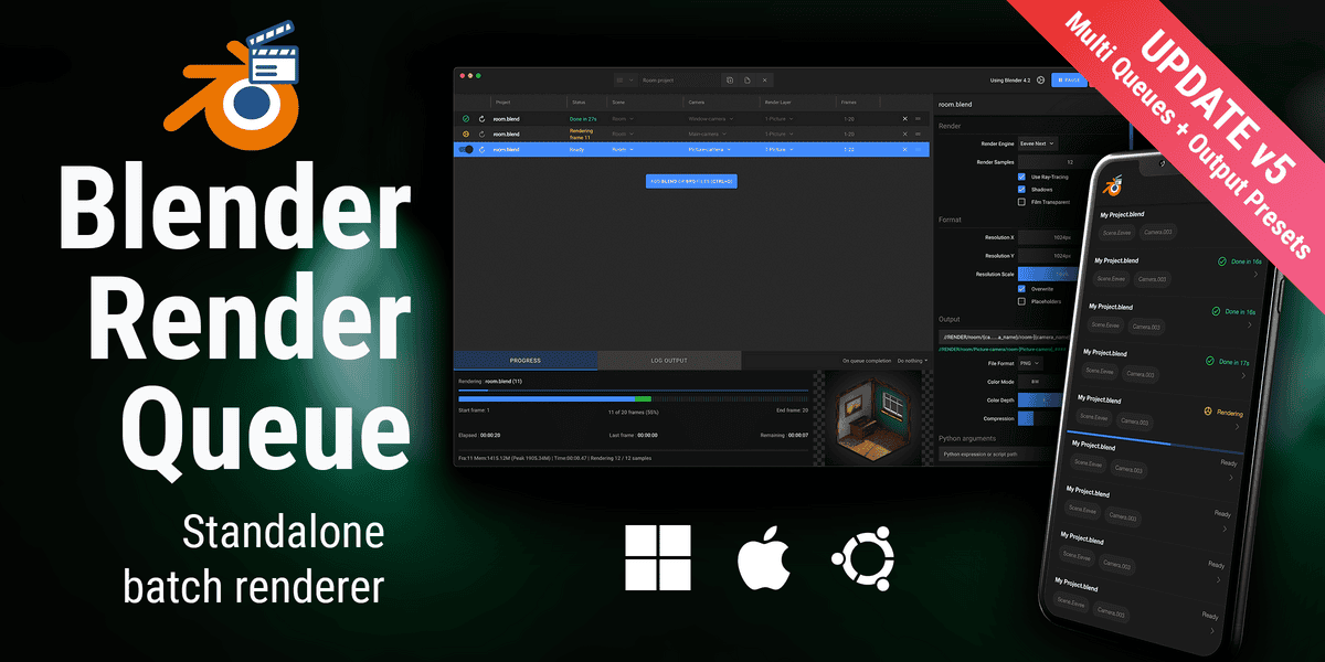 Blender 渲染队列 v5.2.3 Pro – Blender Render Queue v5.2.3 Pro