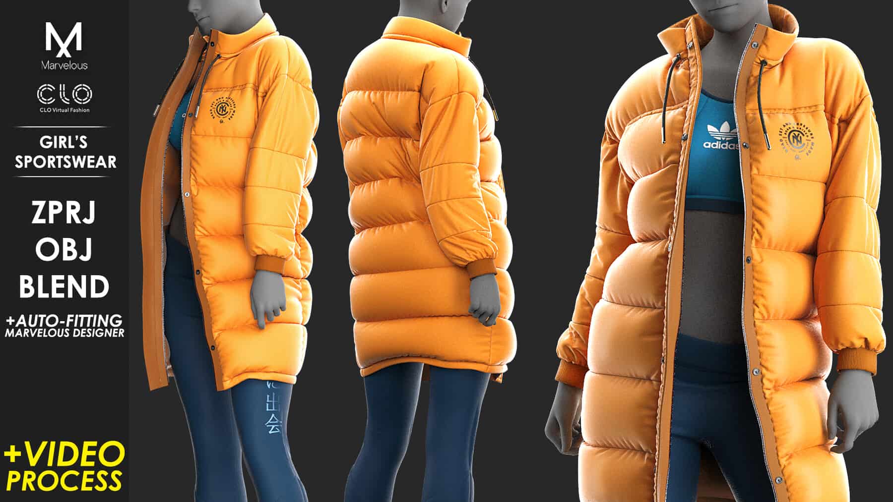 女孩运动装 – Marvelous / CLO 项目文件 + 视频教程 – Girl’s Sportswear – Marvelous / CLO Project file + Video Process