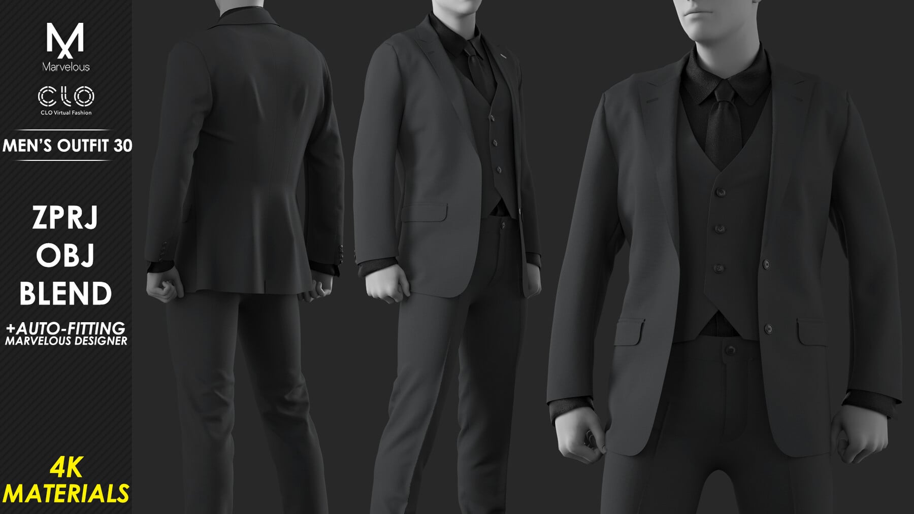 男士服装 30 – Marvelous / CLO 项目文件 – Men’s Outfit 30 – Marvelous / CLO Project file