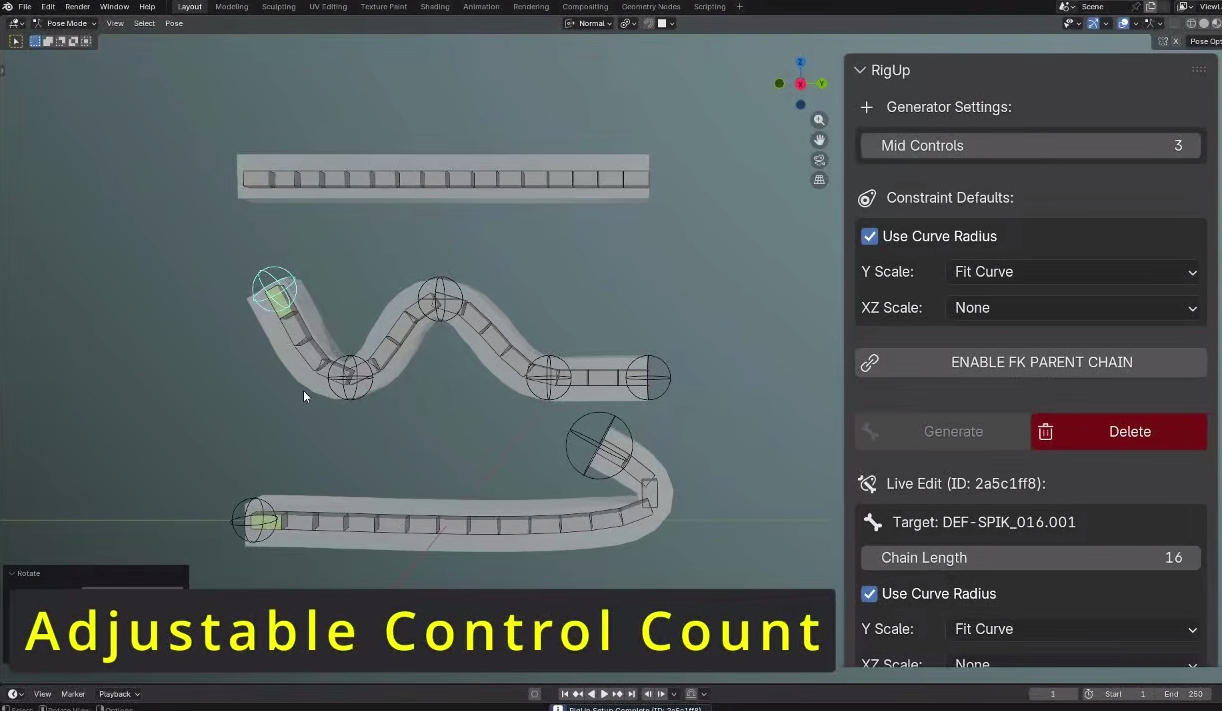 blender骨骼绑定插件 – RigUp – AutoSpline IK v1.0