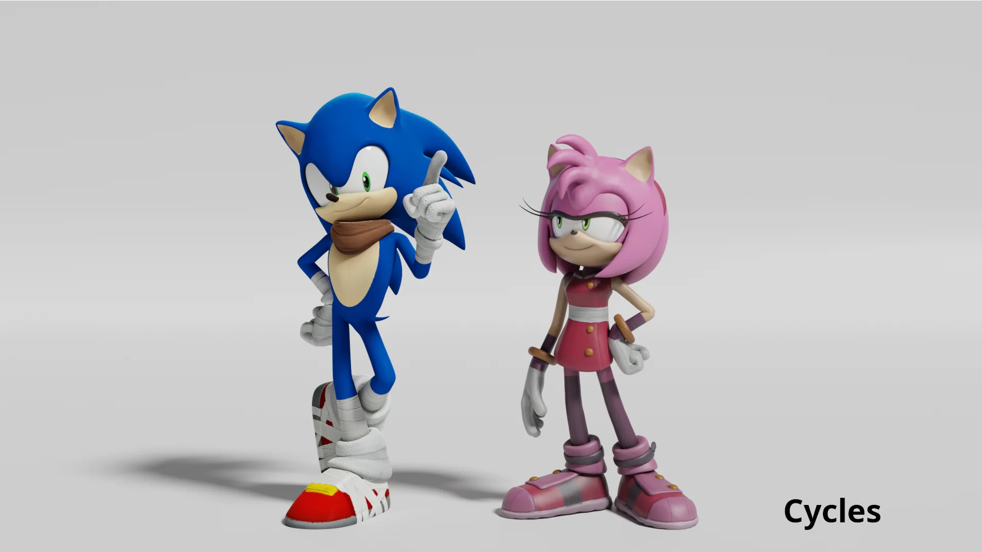 索尼克与艾米 Blender 绑定 – SONIC BOOM – Sonic and Amy Blender Rigs