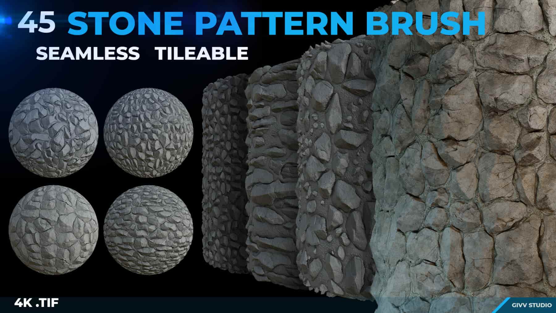 45种石头图案笔刷 – 45 Stone Pattern Brush