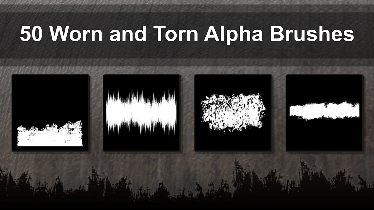 50种磨损破损边缘Alpha笔刷 – 50 Alpha Brushes – Worn And Torn Edges