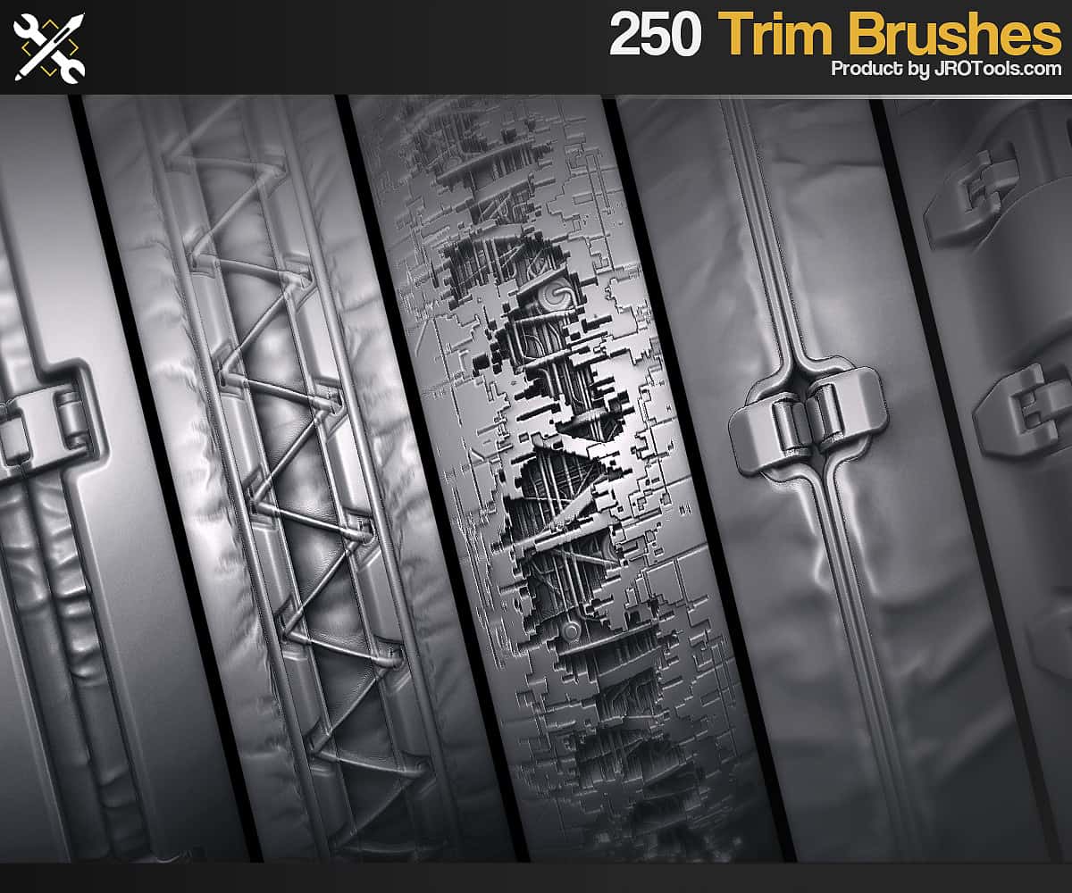 ZBrush – 250 种科幻修整笔刷 第1卷 – ZBrush – 250 SF Trim Brushes Vol.1