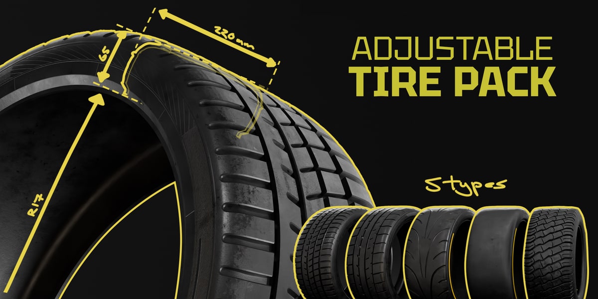 blender可调节轮胎模型包 – Adjustable Tire Pack v0.0.3