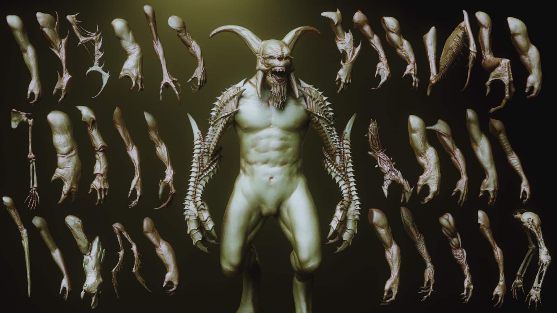 ARMS – 33 种角色与生物手臂 ZBrush InsertMesh 笔刷 – ARMS – 33 Character & Creature arms Zbrush Insertmesh Brush