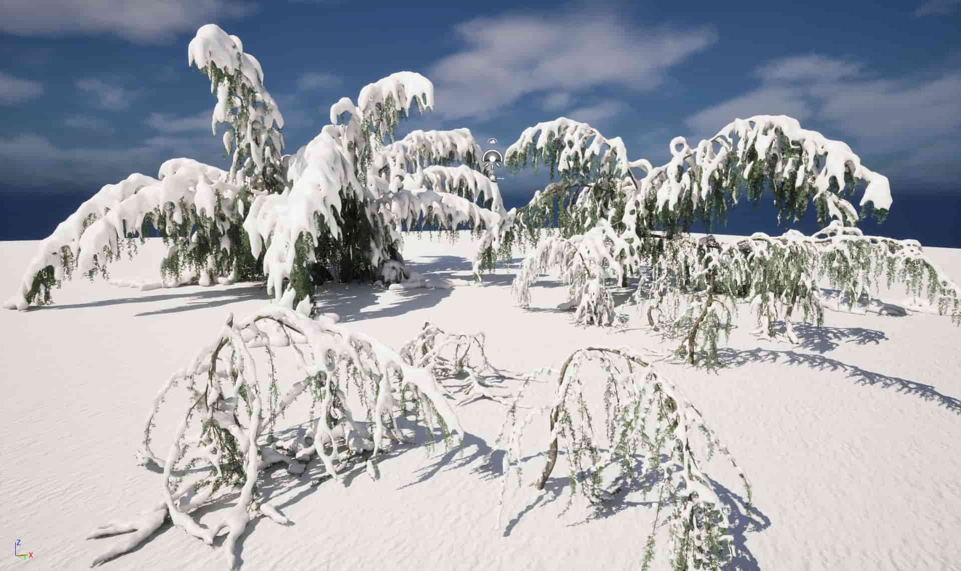 冬季雪景植物 – 垂枝蓝大西洋雪松（高多边形+低多边形）- Winter Snow Plants – Cedrus atlantica Glauca Pendula – Atlas (Highpoly+Low Poly)