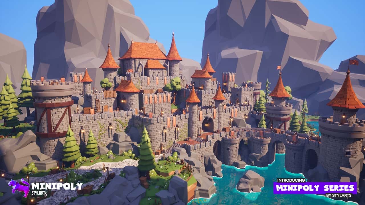 迷你多边形系列 – 神话城堡（风格化低多边形环境）- Minipoly Series – Mythic Castle ( Stylized Lowpoly Environment )