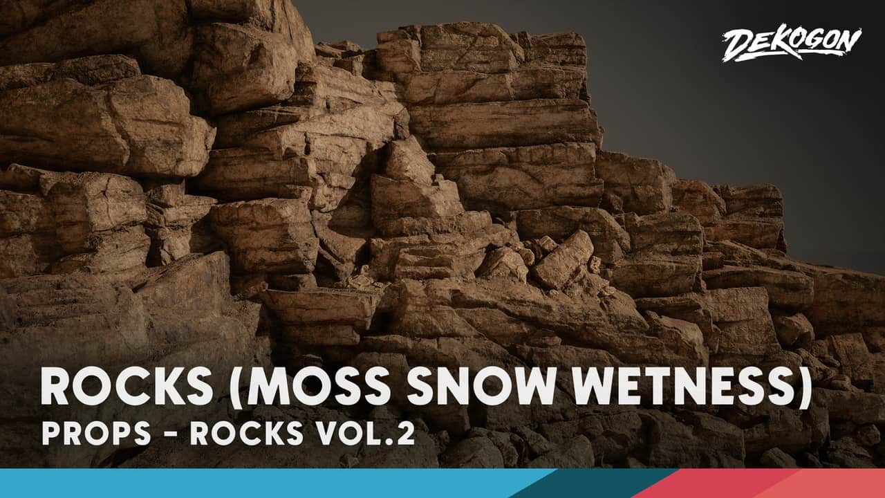 岩石 VOL.2 – 雪、潮湿、苔藓（Nanite + 低多边形）- Rocks VOL.2 – Snow, Wetness, Moss (Nanite+Low Poly)