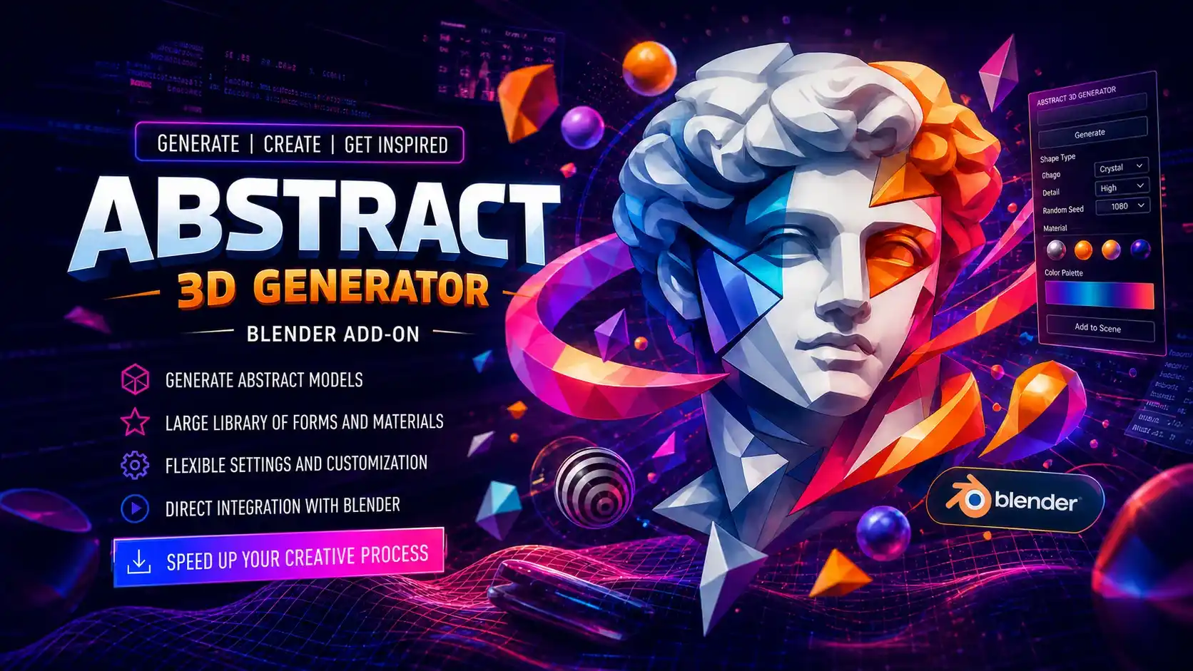blender程序化抽象雕塑生成器 – Abstract 3D Generator v0.1.7