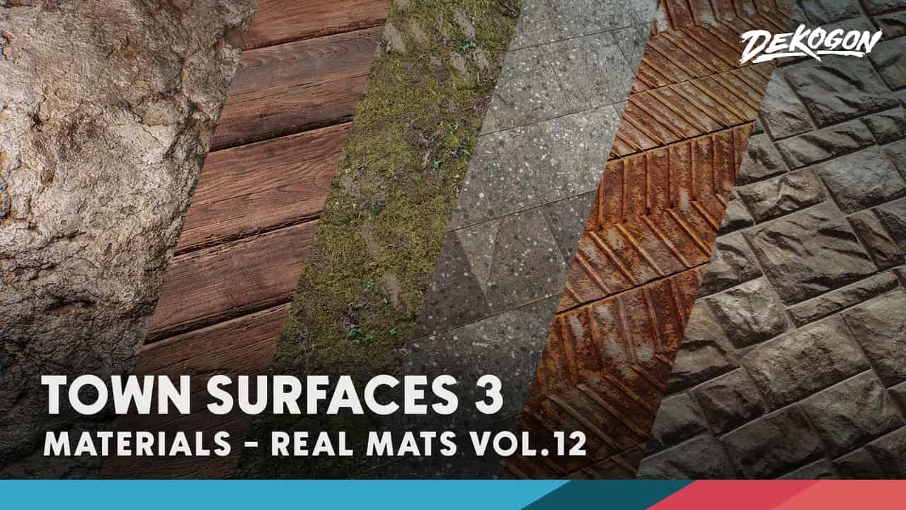 逼真材质 VOL.12 – 城镇表面 3（45+ 材质）- Realistic Materials VOL.12 – Town Surfaces 3 (45+ Materials)