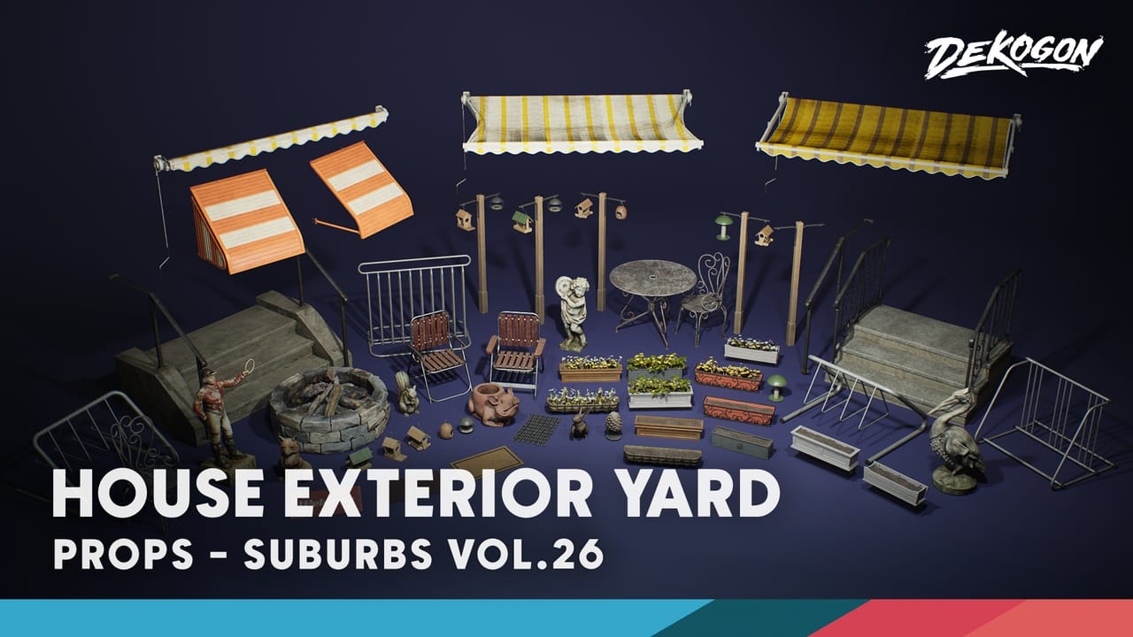 郊区 VOL.26 – 住宅外部庭院（Nanite 和低多边形）- Suburbs VOL.26 – House Exterior Yard (Nanite and Low Poly)