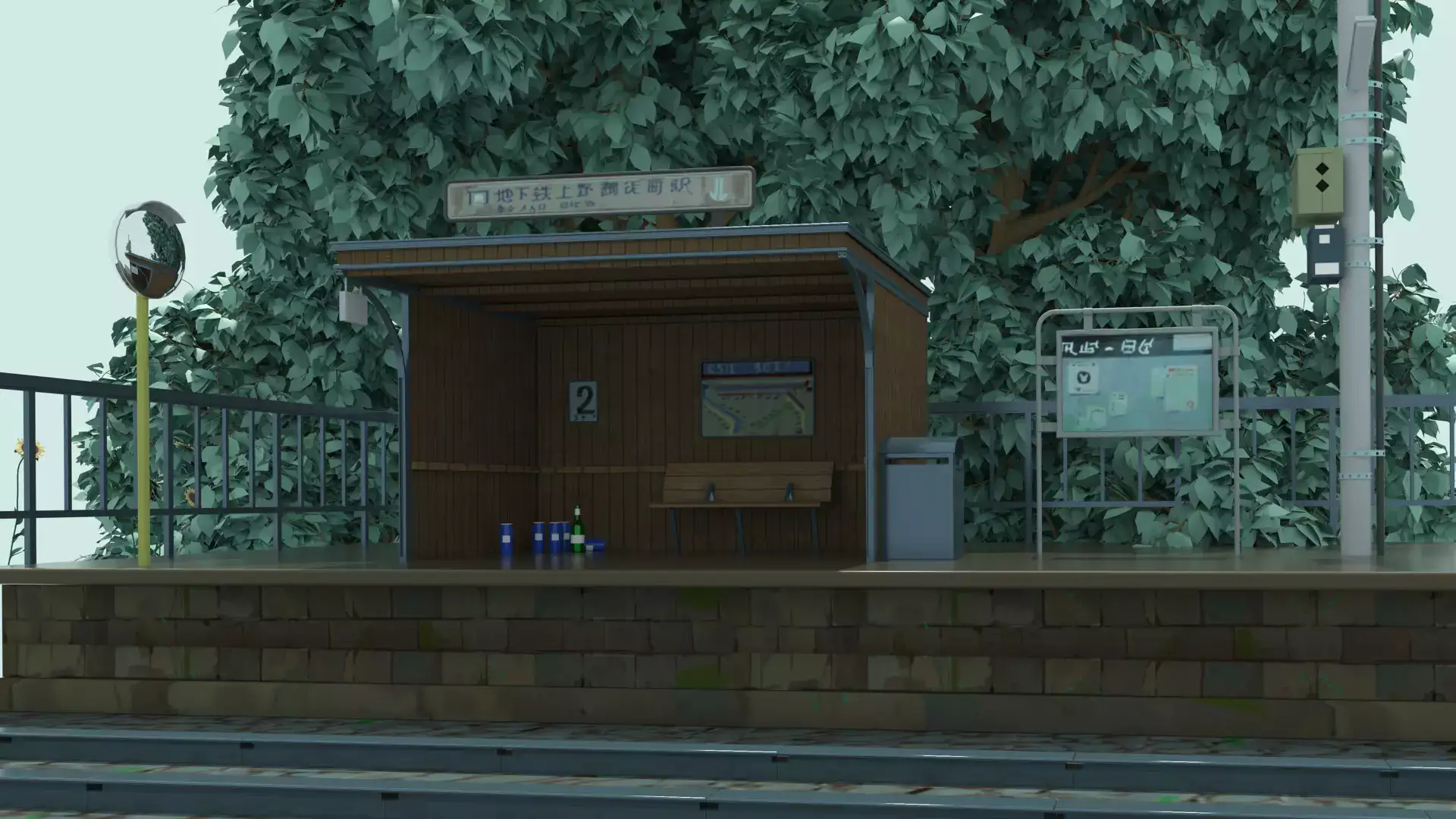 动漫风火车站 3D 模型 – anime train stop 3D model