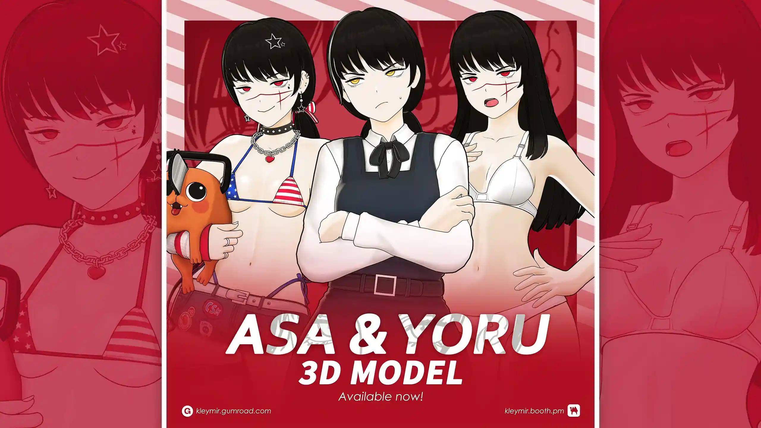 Asa 与 Yoru 角色模型（T Pose + 多套服装版本）- Asa & Yoru Model (T Pose + Outfit Variations)