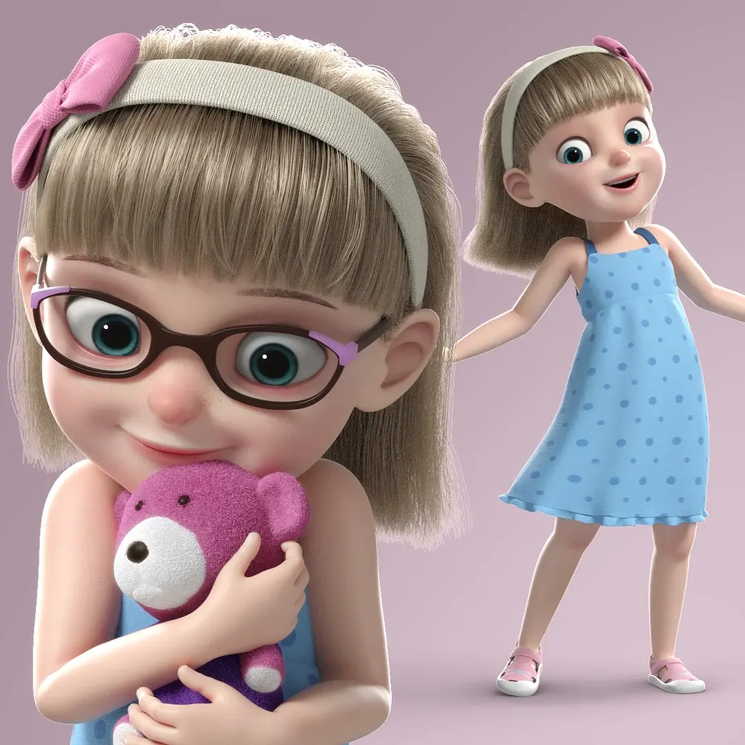卡通女孩绑定模型 – Cartoon Girl Rigged