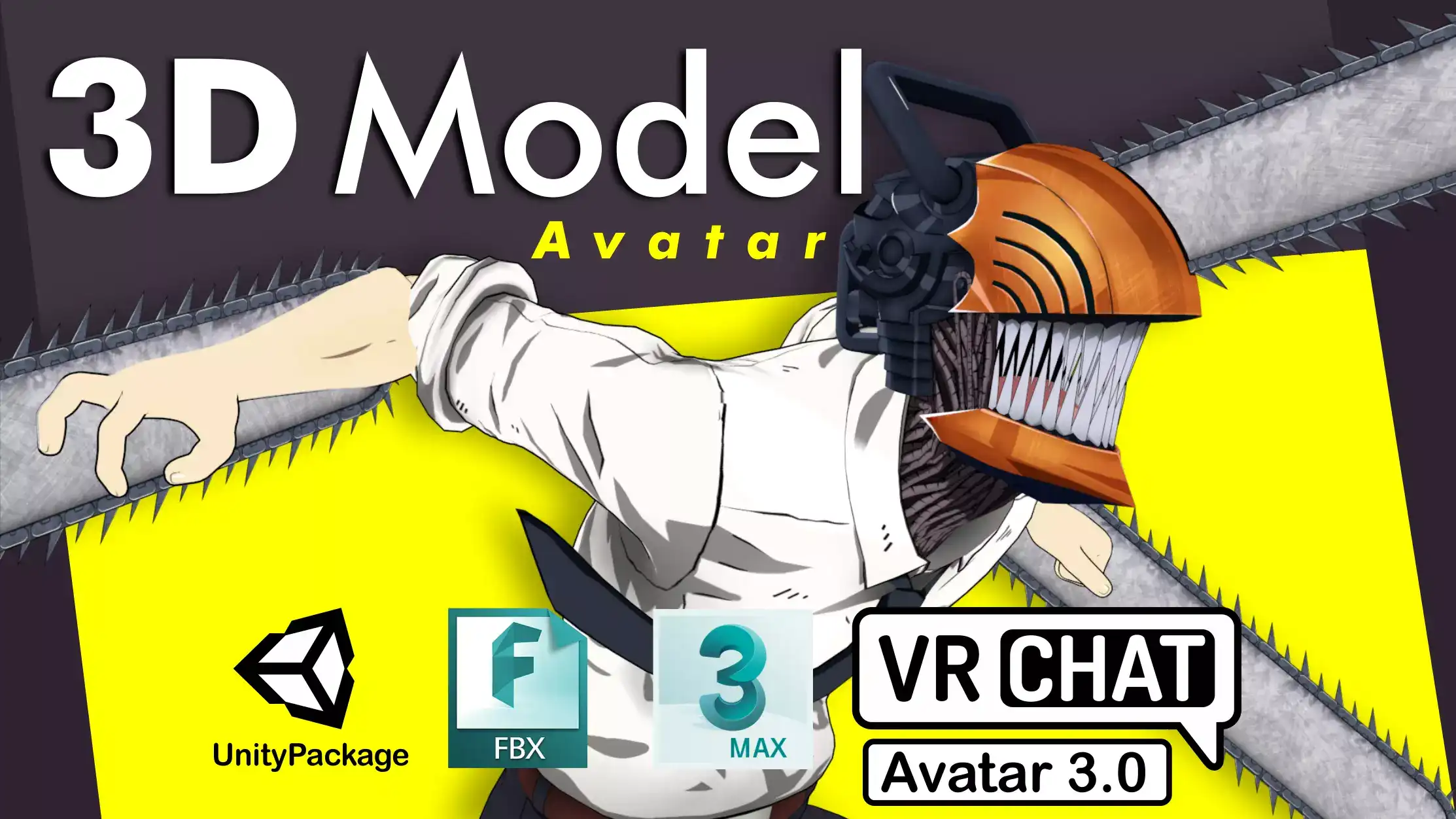 电锯人 VRChat 角色模型 – Chainsaw Man Avatar VRChat 3D model