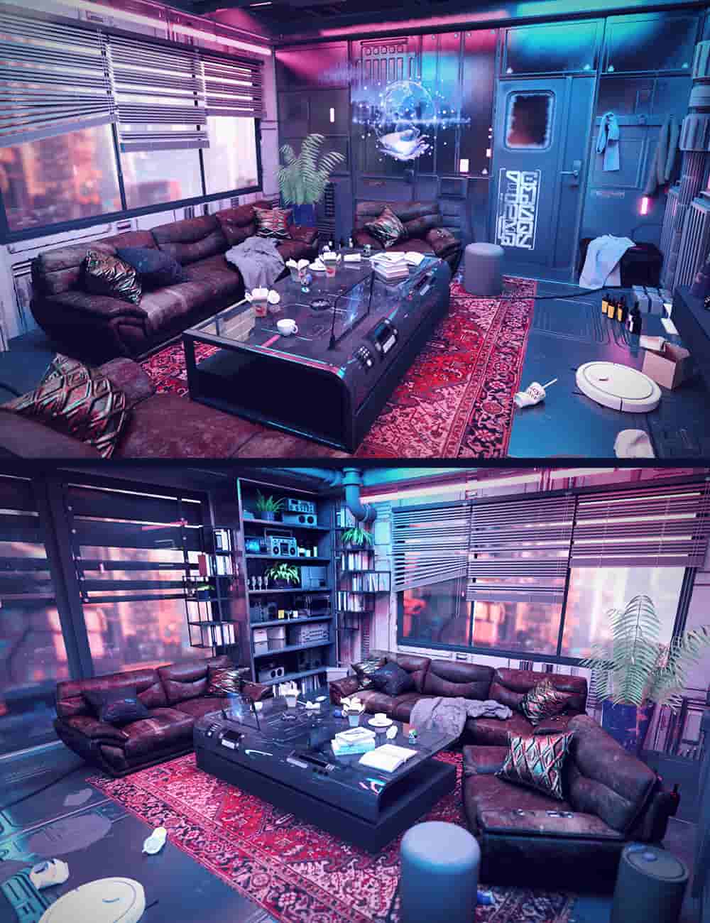 赛博朋克公寓客厅 – Cyberpunk Condo Living Room
