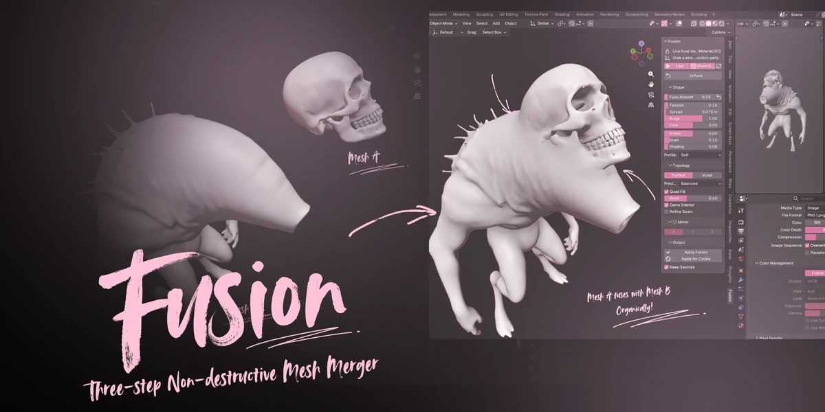 blender硬表面布尔融合插件 – Fusion v1.0.0