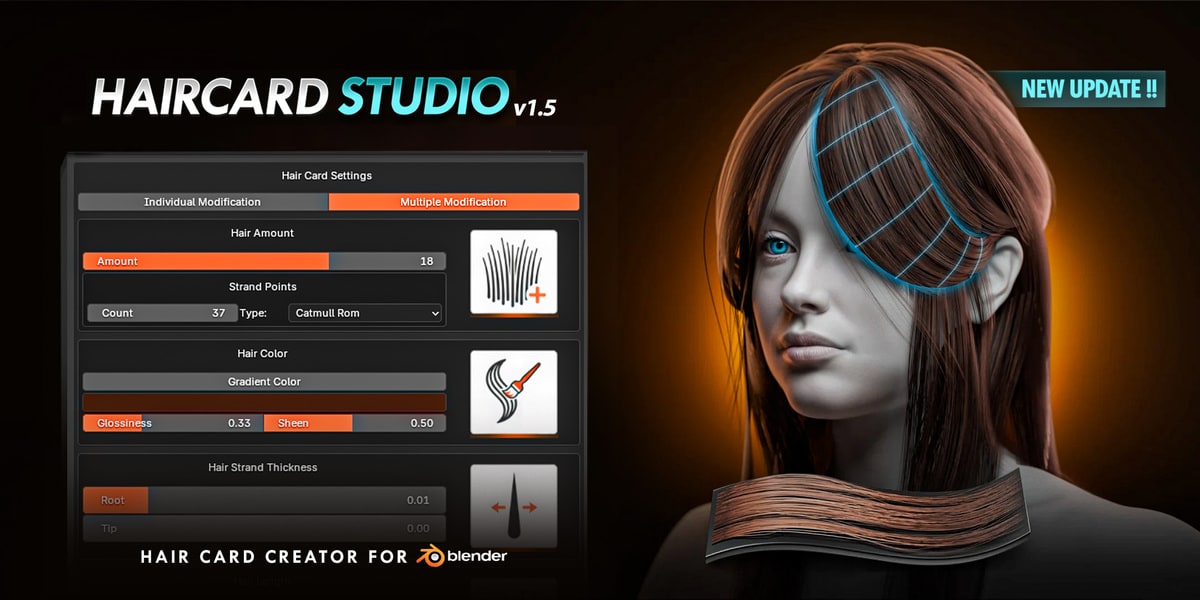 blender发片生成插件 – Hair Card Studio v1.5
