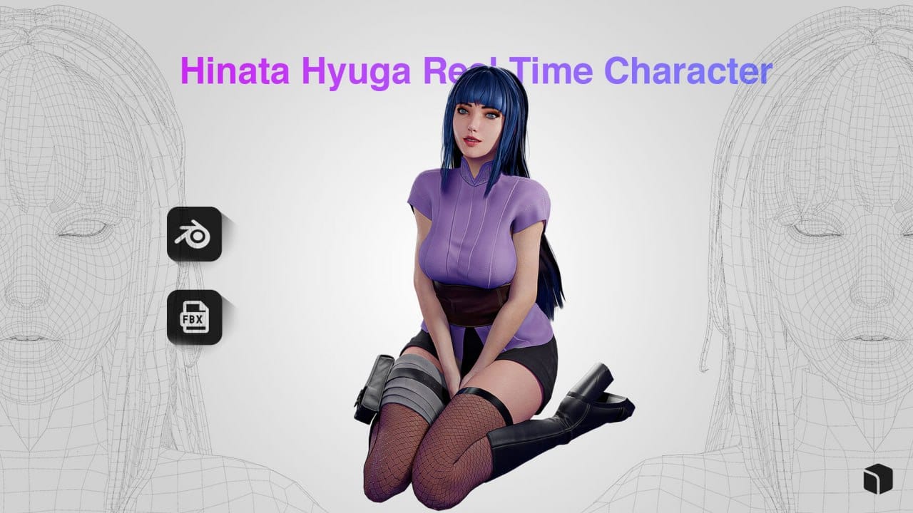 日向雏田 – 游戏就绪3D模型 – Hinata Hyuga – Game Ready 3D model