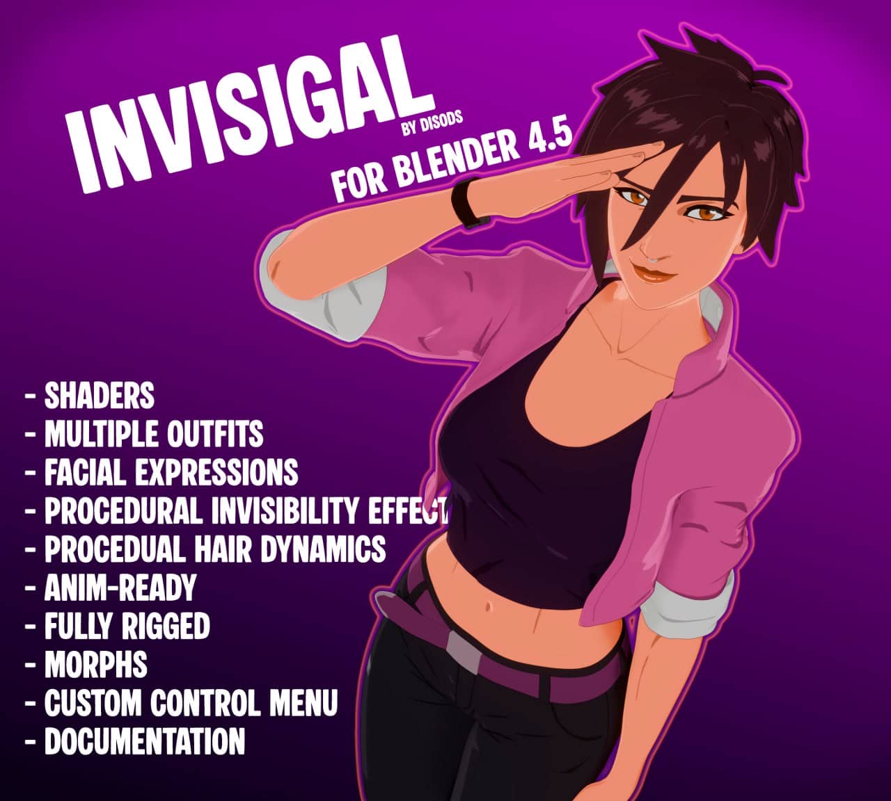 Invisigal 3D模型（Blender） – Invisigal 3D model for Blender by DiSoDS