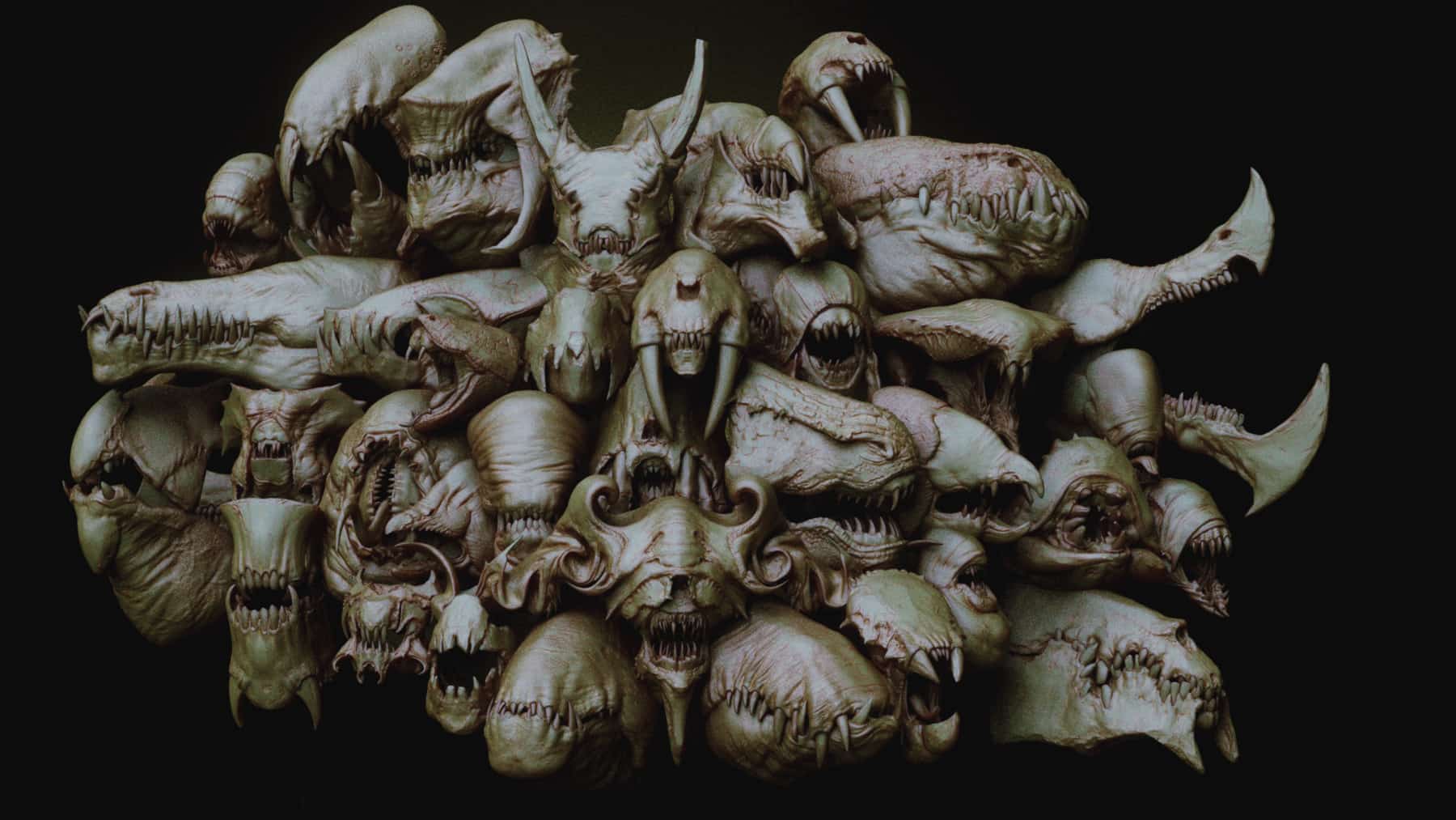 JAWS 2 – 另外33款怪物嘴部与头骨IMM笔刷 – JAWS 2 – Another 33 Monster Mouths & Skulls IMM Brush