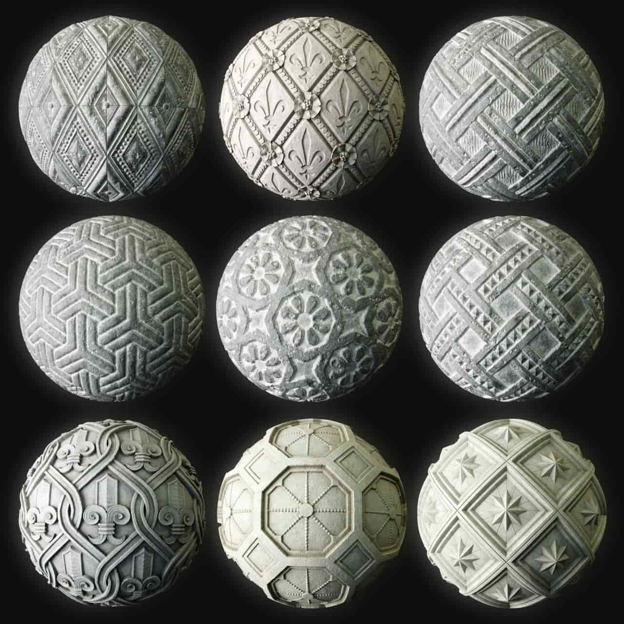雕刻石材材质合集 – Materials Carved Stone