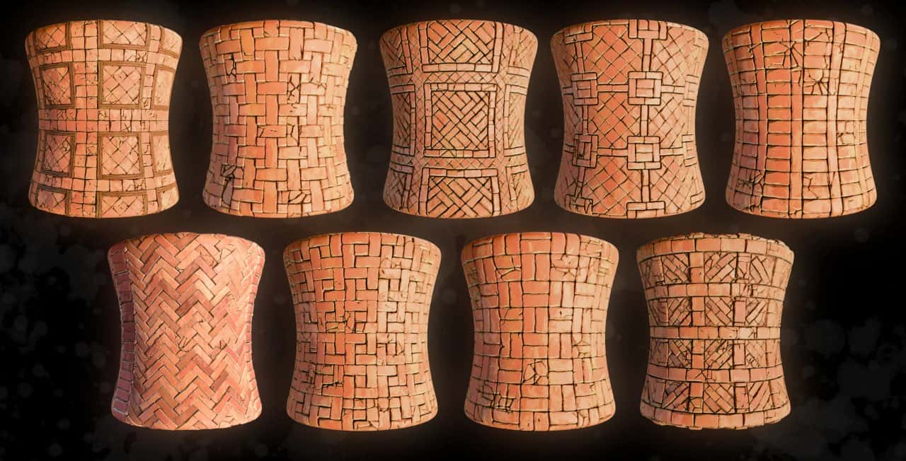 风格化砖块材质 01 – Materials Stylized Bricks 01