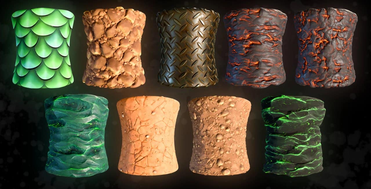 风格化混合石材材质 01 – Materials Stylized Mix Stones 01