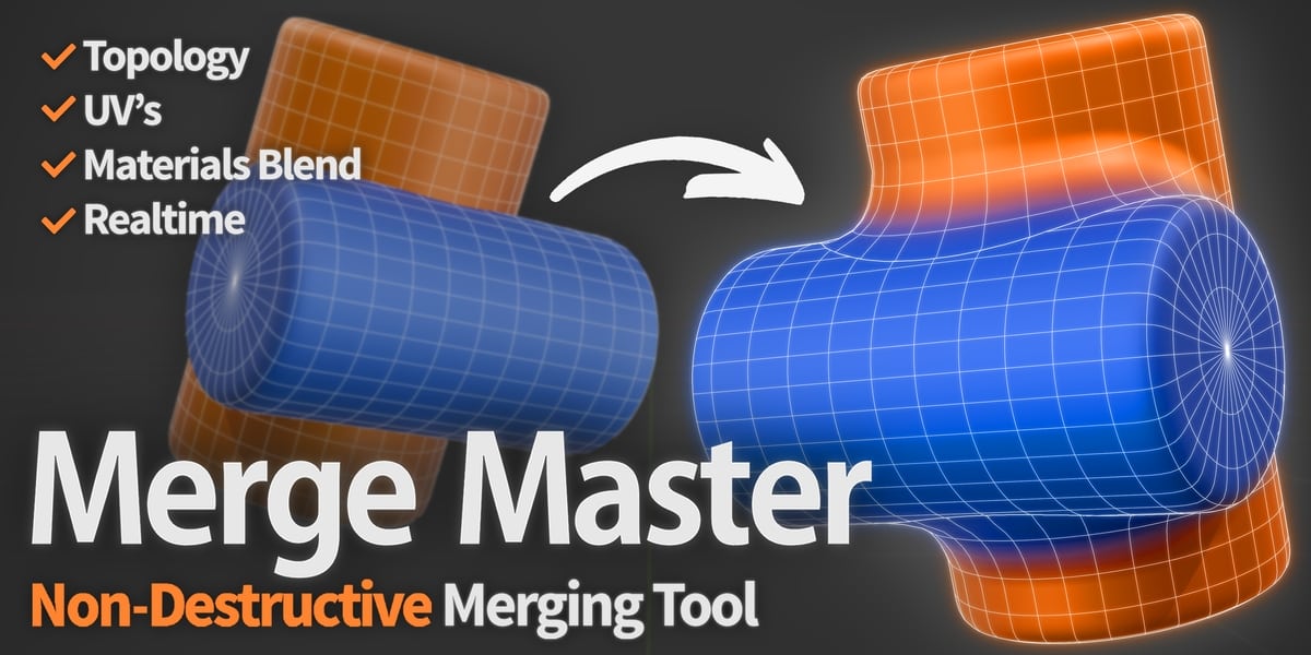 blender非破坏性网格融合插件 – Merge Master v1.1.0