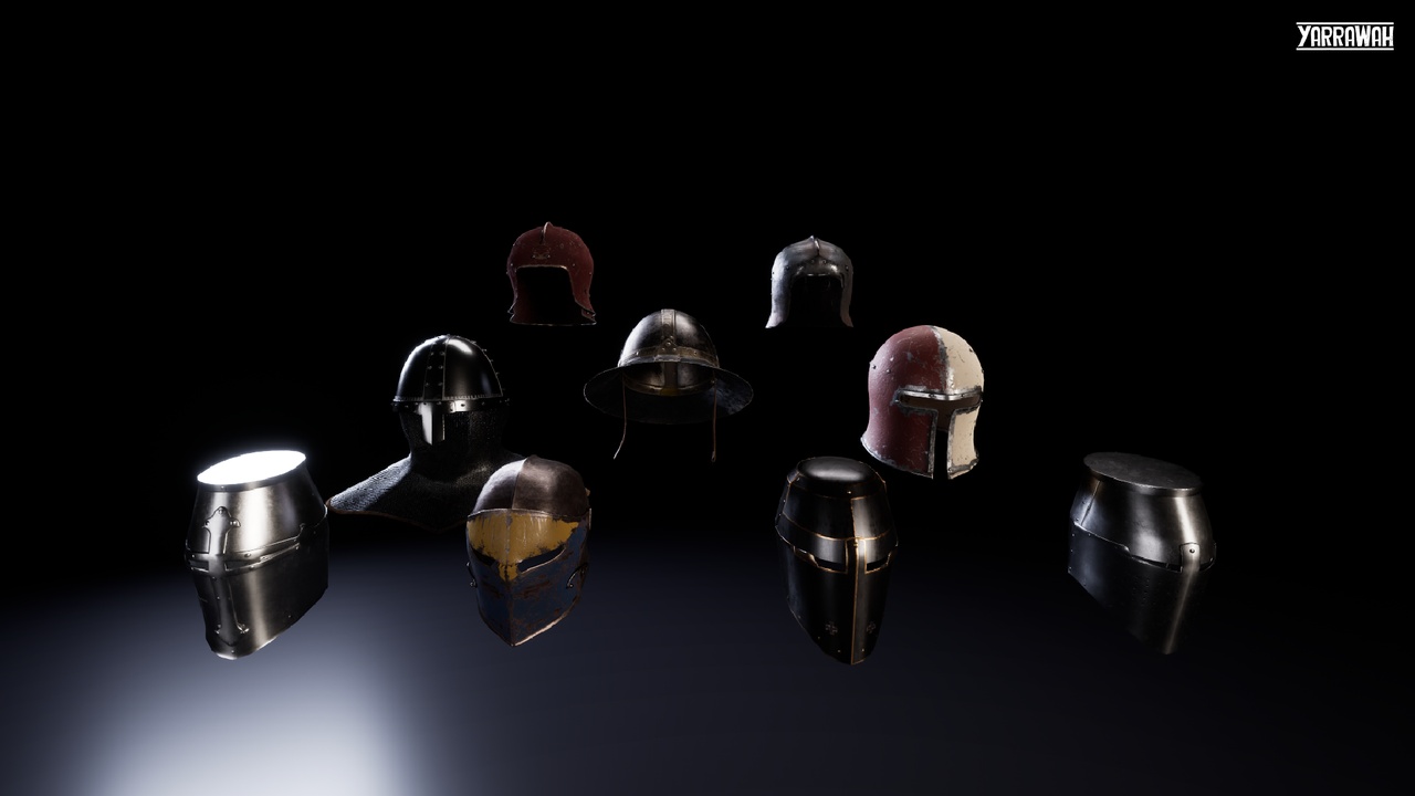 中世纪头盔 – 道具包 – Medieval Helmets – Prop Pack