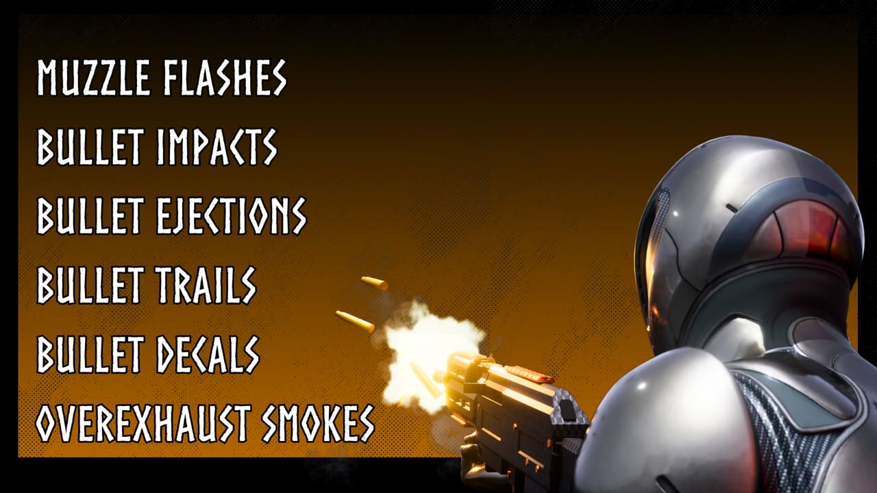 逼真枪械特效（枪口闪光、子弹撞击、弹壳抛出、枪械VFX） – Realistic Gun VFX (Muzzle Flash, Bullet Impact, Ejections, Gun VFX, VFX)