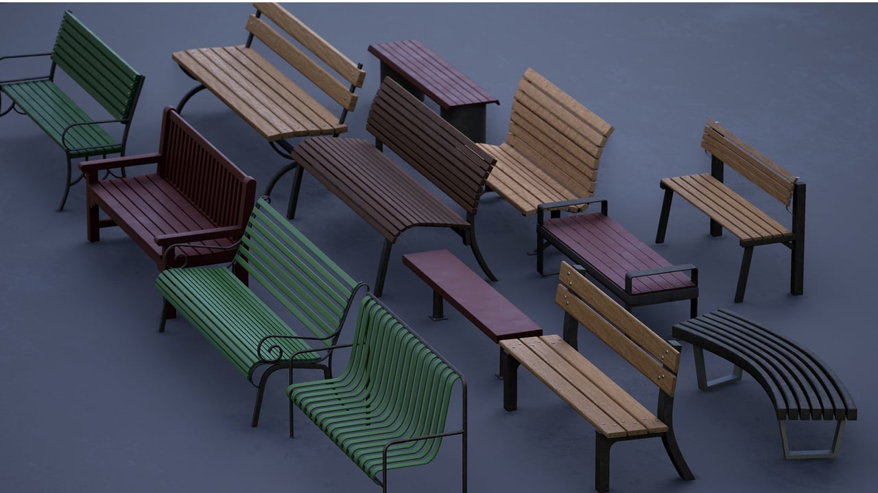 城市长椅包 01 – Urban city bench pack 01